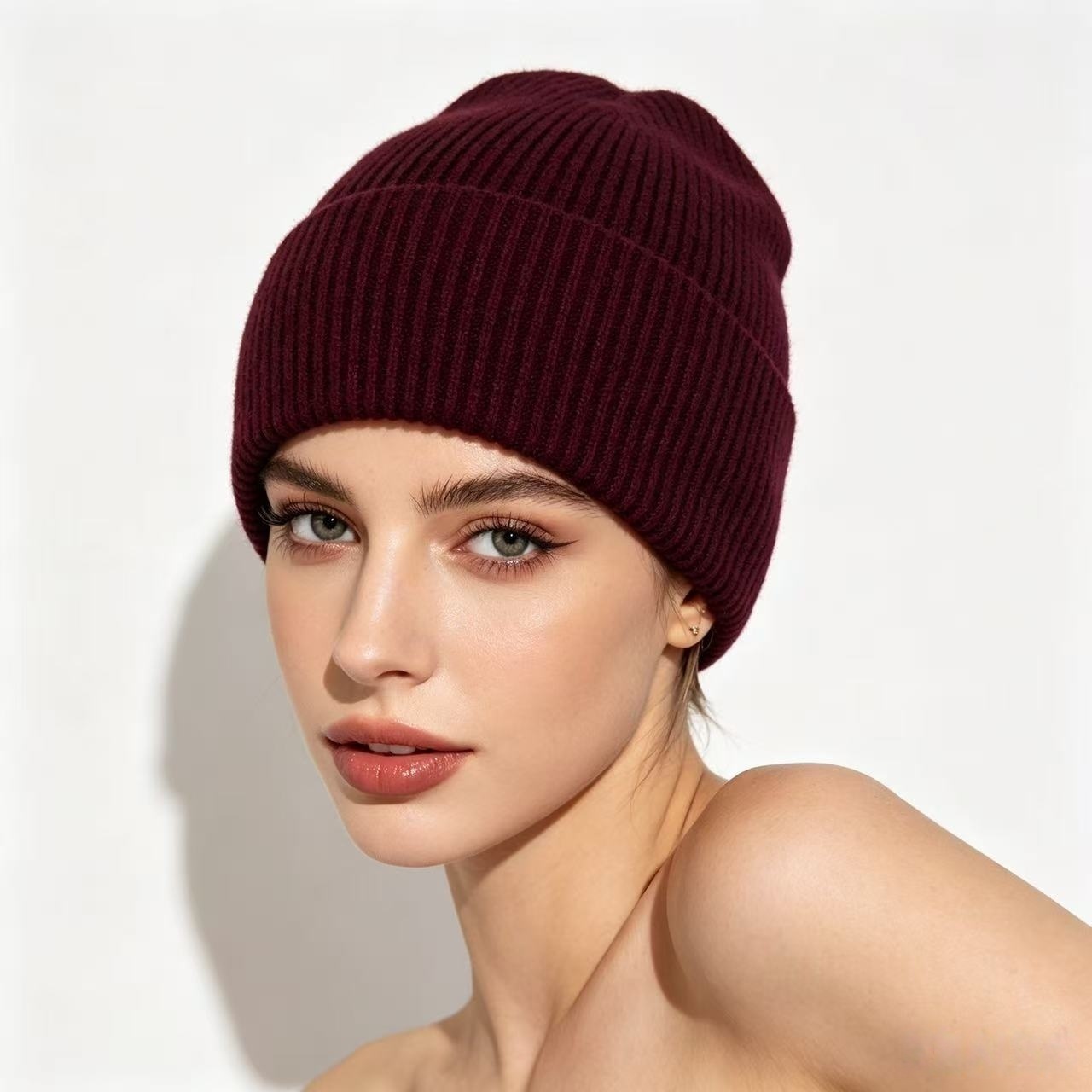 Navy Blue Ribbed Knit Thermal  – Beanie Cuffed Knit recenzja i cena
