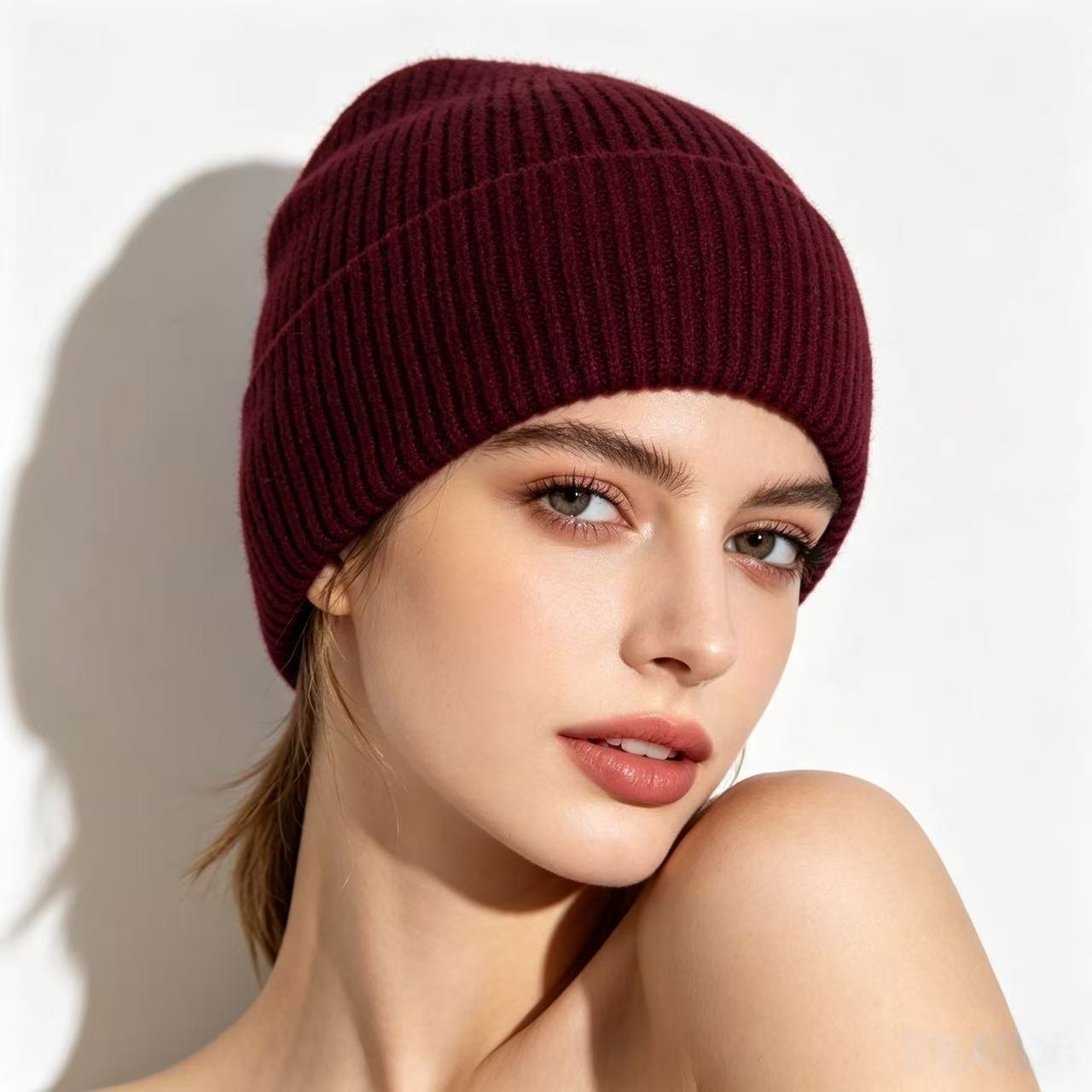 Navy Blue Ribbed Knit Thermal  – Beanie Cuffed Knit recenzja i cena
