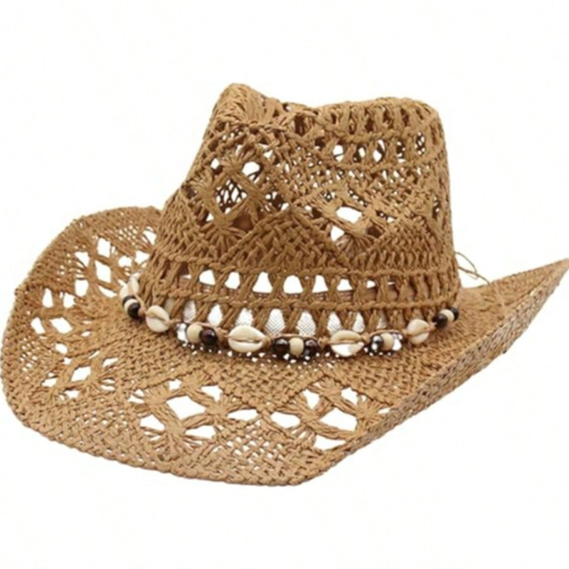 1pc Boho Shell Hollow Out Stra – Cowboy Hat Straw recenzja i cena
