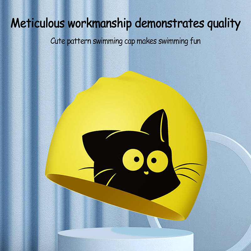Cute Cat Swimming Cap For Long – Swim Hat Silicone recenzja i cena
