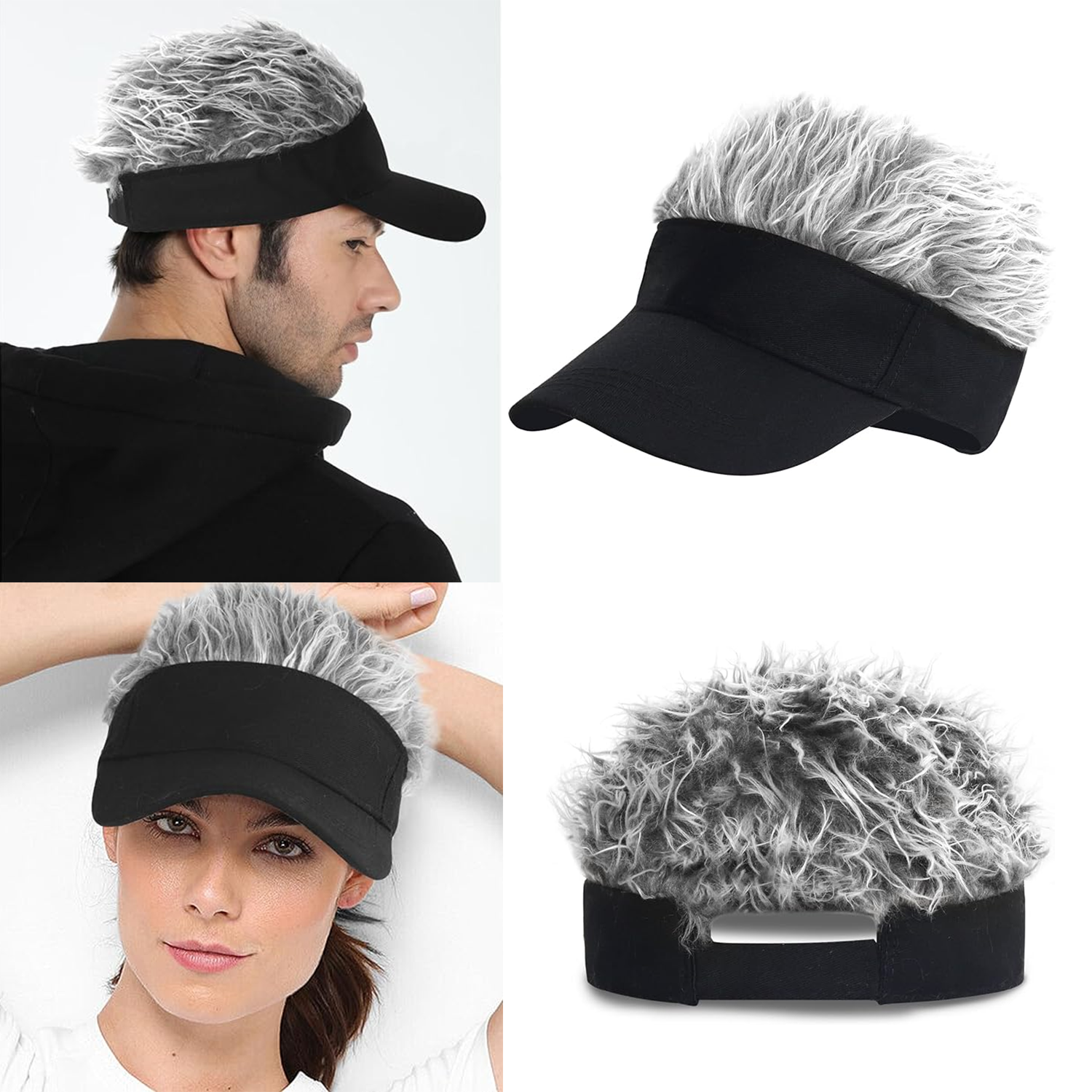 Men's Visor with Hair Fake Hai – Visor Sun Hat recenzja i cena