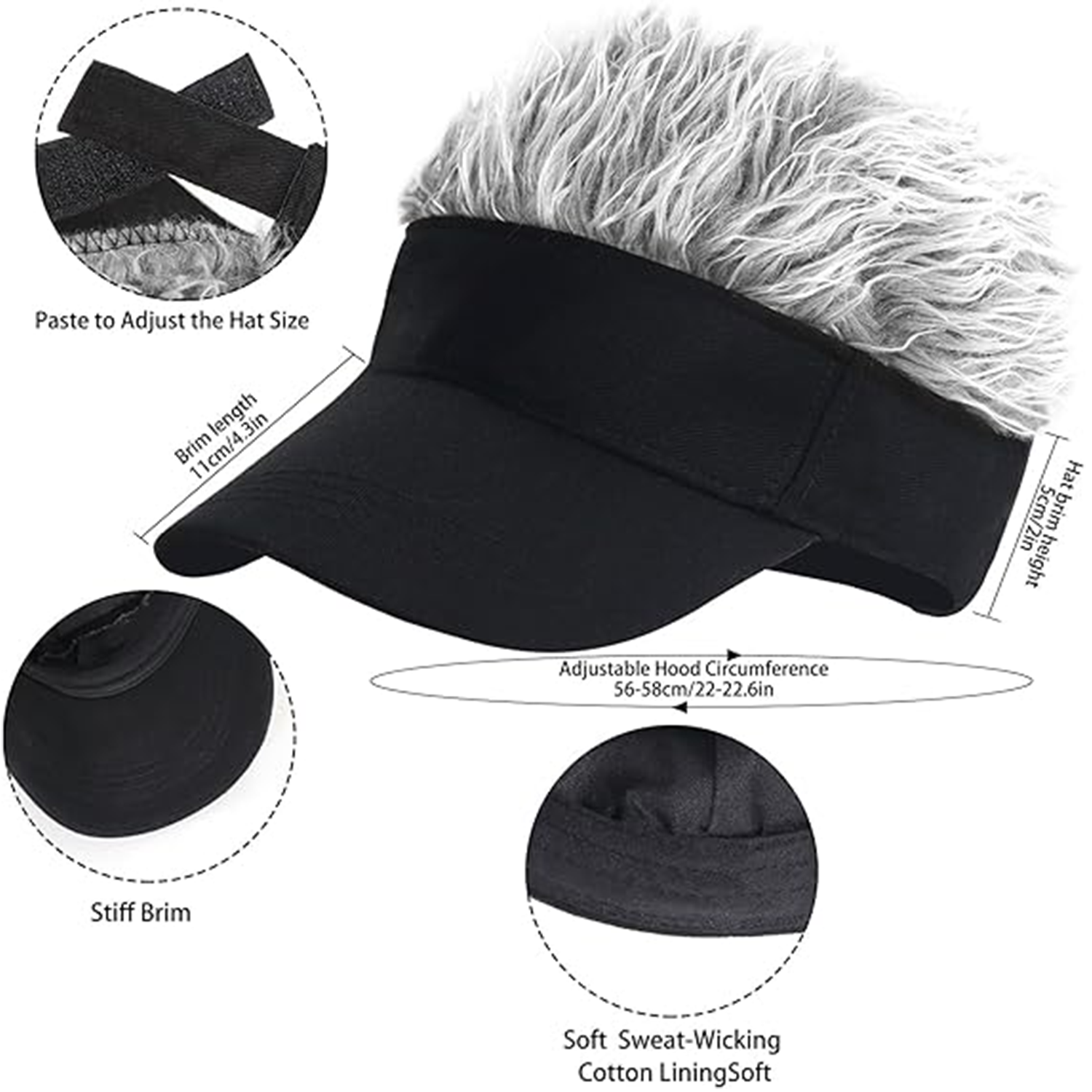 Men's Visor with Hair Fake Hai – Visor Sun Hat recenzja i cena