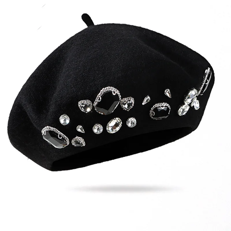 French Beret Thick Rhinestone  – Beret French Wool recenzja i cena