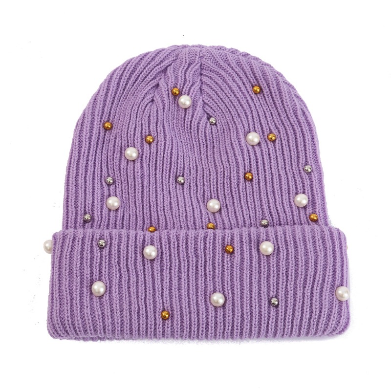 Women's Winter Faux Pearl Embe – Beanie Cuffed Knit recenzja i cena