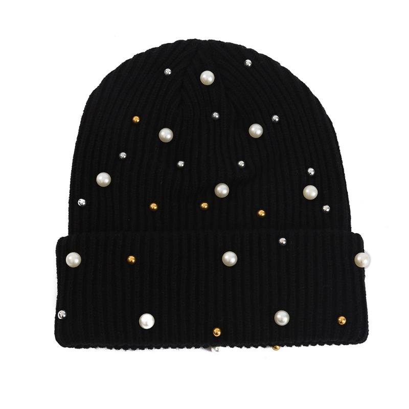 Women's Winter Faux Pearl Embe – Beanie Cuffed Knit recenzja i cena