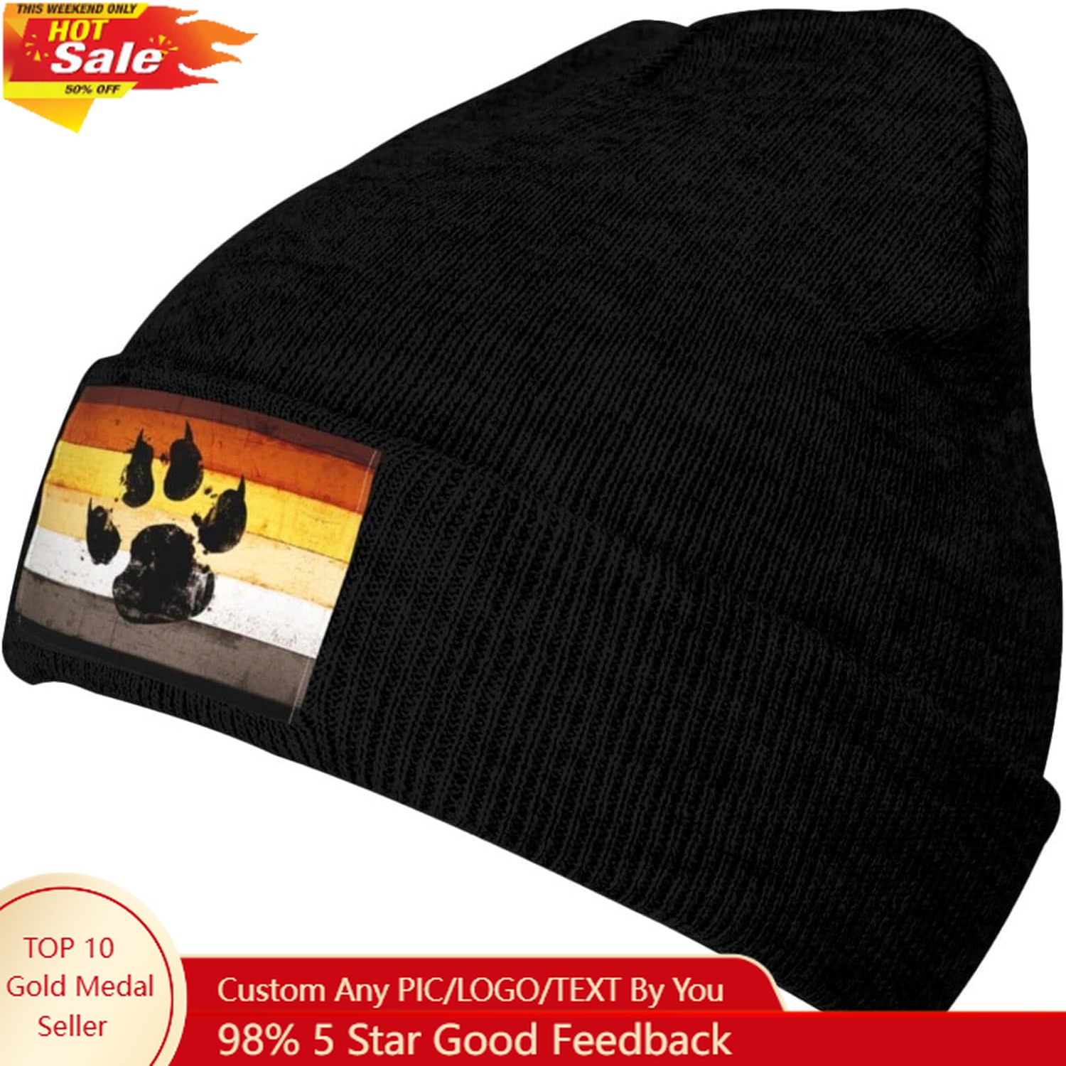 Gay Flag Bear paw LGBT Knit Be – Beanie Cuffed Knit recenzja i cena