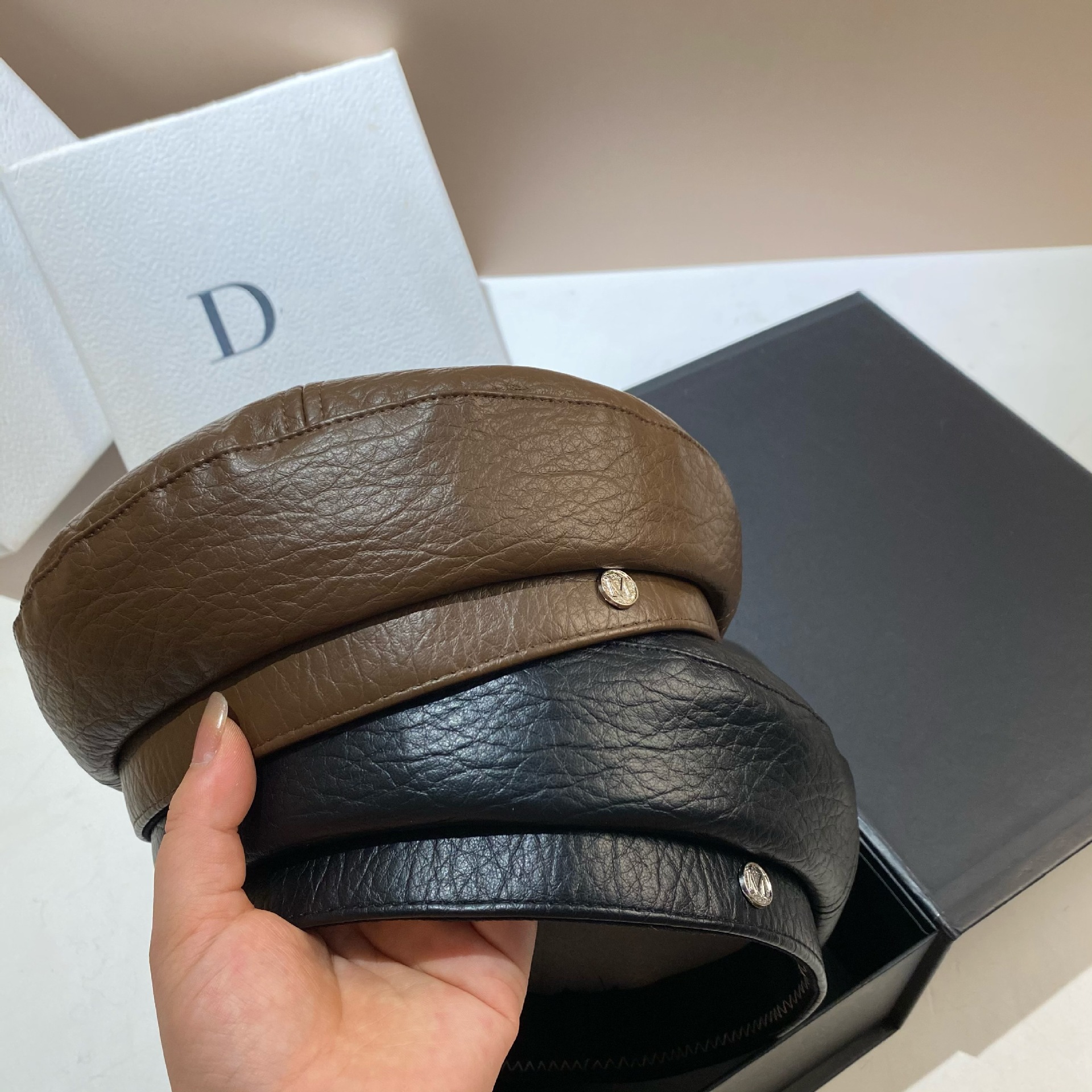 PU Leather Beret Caps Women Fa – Snapback Hat Flat recenzja i cena